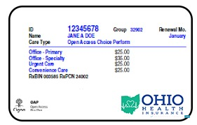 Download Ohio health insurance card Photoshop template